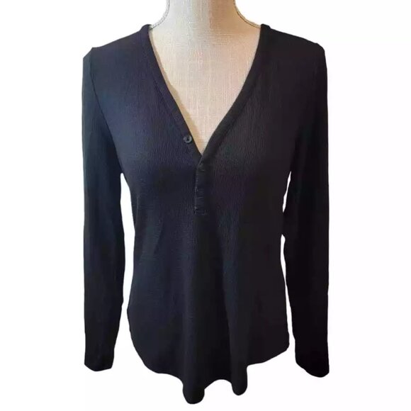 XXS, XS, S, M - ATHLETA - Wind Down Sleep Waffle Knit Black Top NEW - Picture 4 of 5